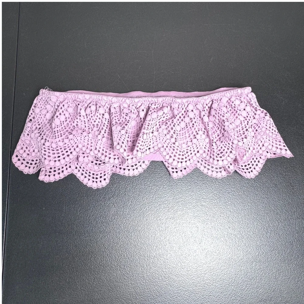 Victoria's Secret Lavender Flounce Lace Ruffle Bandeau Bralette L 11093734